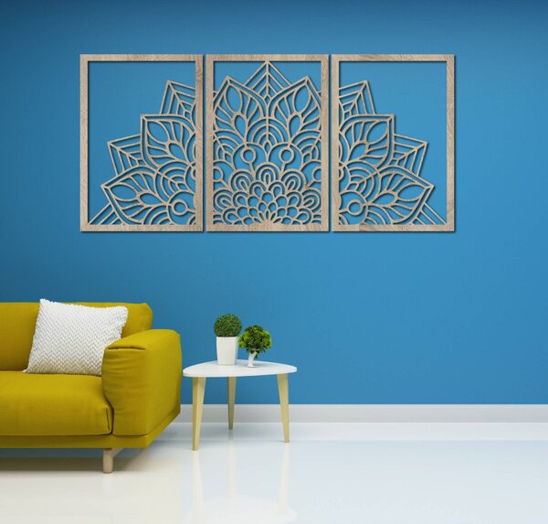 Mandala florală din 3 piese pentru perete | FLOFER