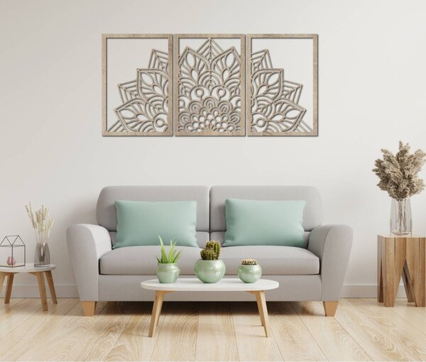 Mandala florală din 3 piese pentru perete | FLOFER