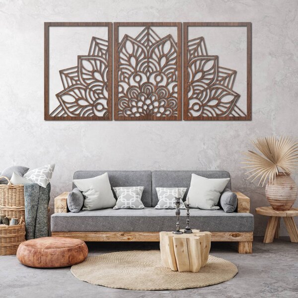 Mandala florală din 3 piese pentru perete | FLOFER