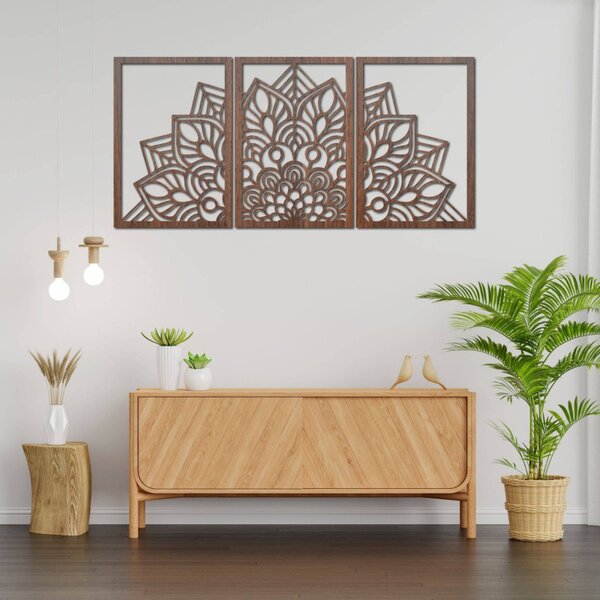 Mandala florală din 3 piese pentru perete | FLOFER