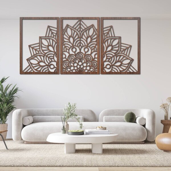 Mandala florală din 3 piese pentru perete | FLOFER