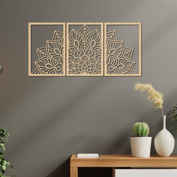 Mandala florală din 3 piese pentru perete | FLOFER