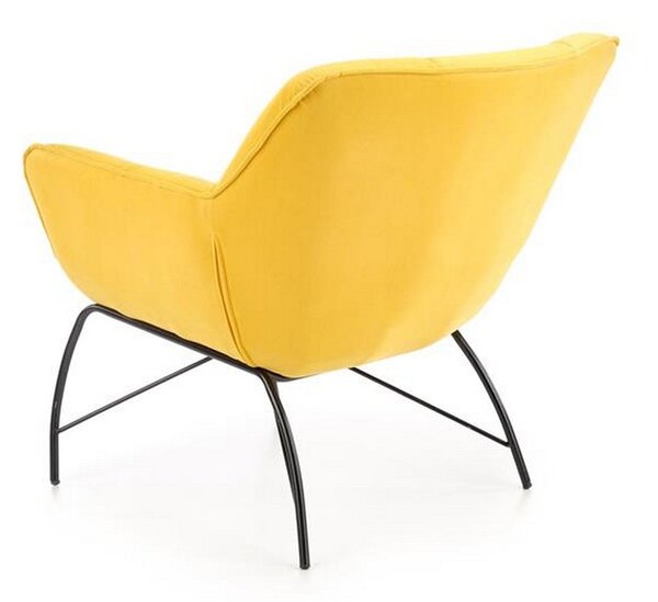 Fotoliu modern Belton, catifea galbena, 74x73x78 cm