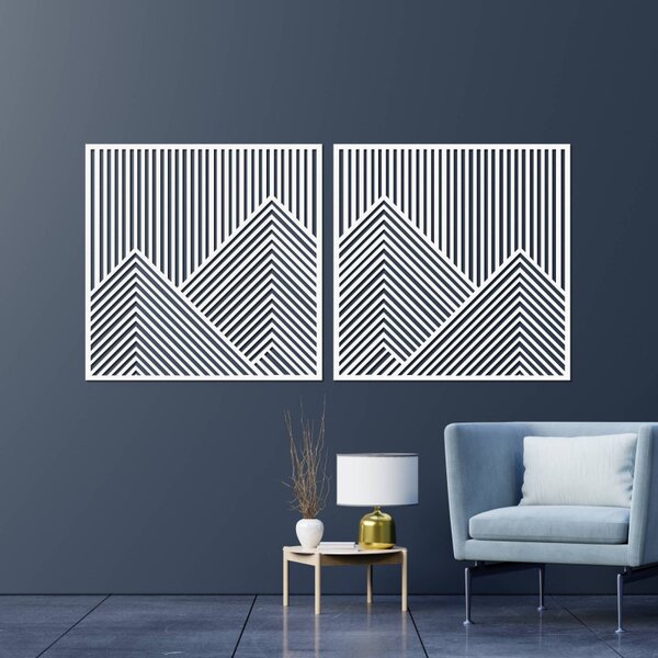 Pictură murală din lemn Munți – set de lamele (2 buc) | KLERAI