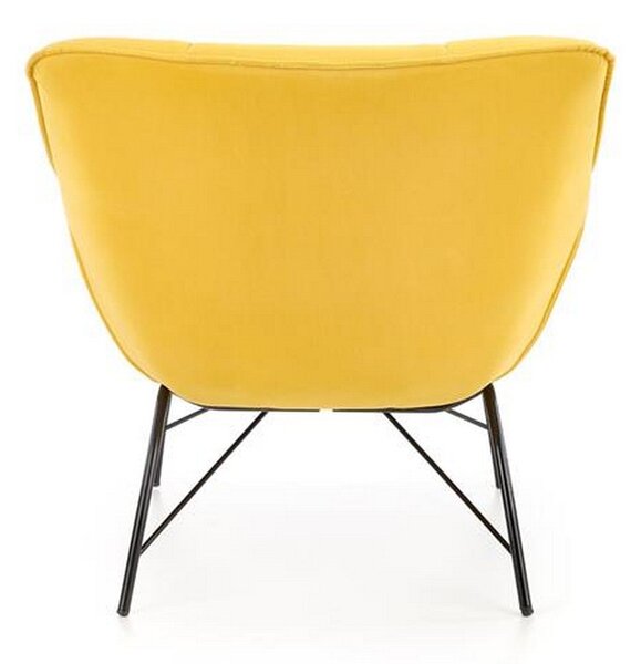 Fotoliu modern Belton, catifea galbena, 74x73x78 cm