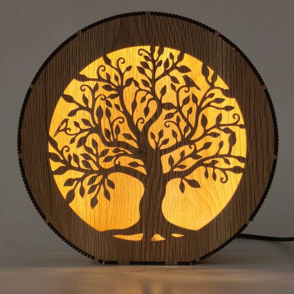 Arborele Vieții – lampă din lemn cu iluminare LED | RUIF