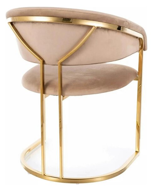 Scaun TULIPE, bej inchis - Bluvel 28, stofa catifelata/metal, 57x64x77