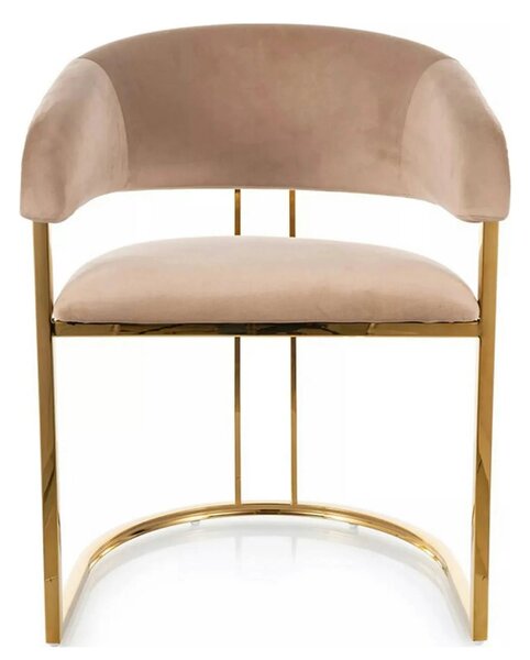 Scaun TULIPE, bej inchis - Bluvel 28, stofa catifelata/metal, 57x64x77