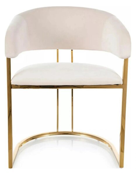 Scaun TULIPE, bej deschis - Bluvel 22, stofa catifelata/metal, 57x64x7