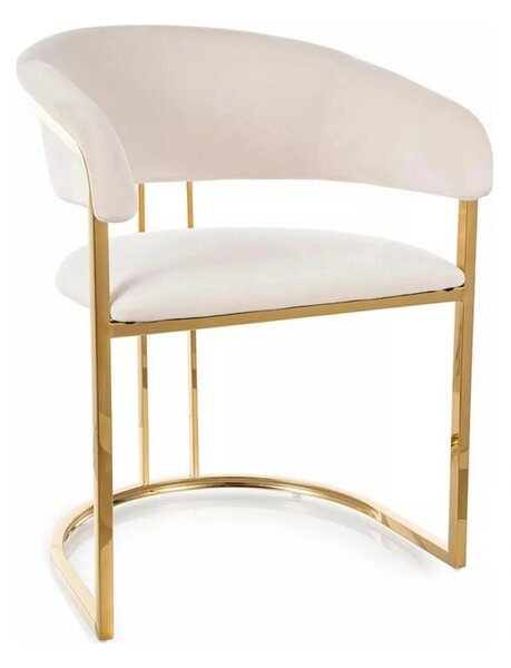 Scaun TULIPE, bej deschis - Bluvel 22, stofa catifelata/metal, 57x64x7