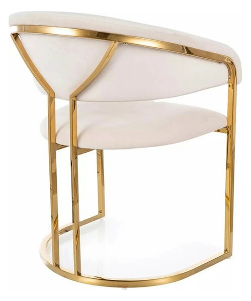 Scaun TULIPE, bej deschis - Bluvel 22, stofa catifelata/metal, 57x64x7