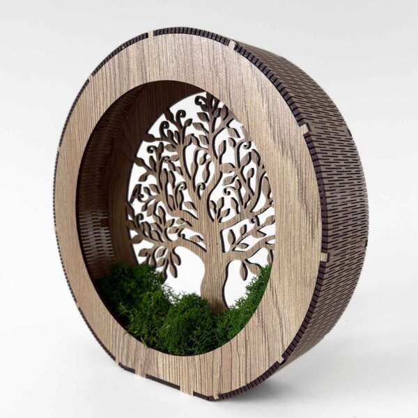 Lampă de noptieră din lemn Arborele Vieții cu mușchi | ZOI