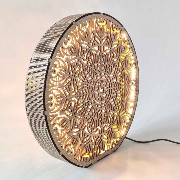 Lampă decorativă din lemn cu mandală | LYLI