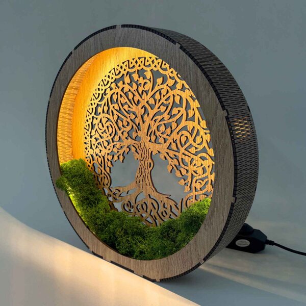 Lampă LED Arborele Vieții din lemn și mușchi | ZIVENA
