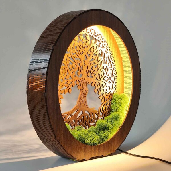 Lampă LED Arborele Vieții din lemn și mușchi | ZIVENA