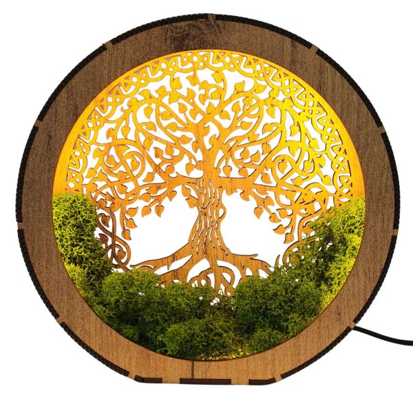 Lampă LED Arborele Vieții din lemn și mușchi | ZIVENA