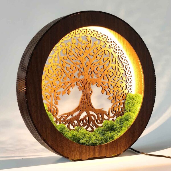 Lampă LED Arborele Vieții din lemn și mușchi | ZIVENA