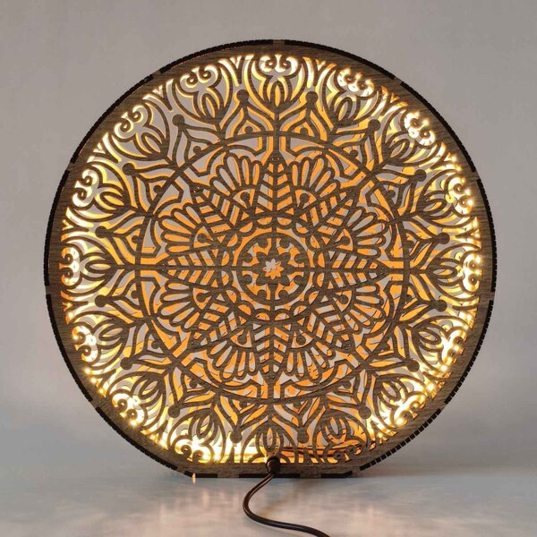 Lampă decorativă din lemn cu mandală | LYLI