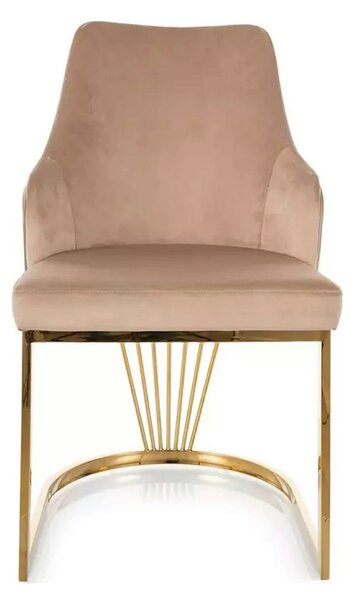 Scaun ALURE, bej inchis - Bluvel 28, stofa catifelata/metal, 52x64x89