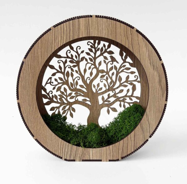 Lampă de noptieră din lemn Arborele Vieții cu mușchi | ZOI