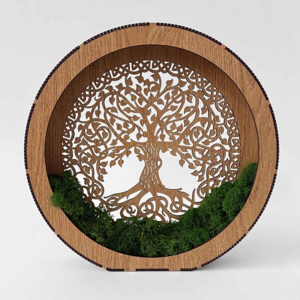 Lampă LED Arborele Vieții din lemn și mușchi | ZIVENA