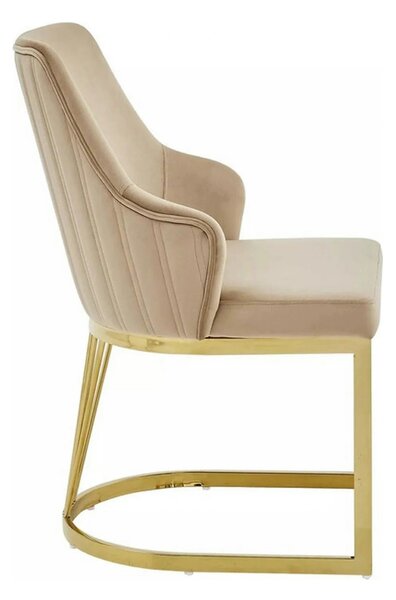 Scaun ALURE, bej inchis - Bluvel 28, stofa catifelata/metal, 52x64x89