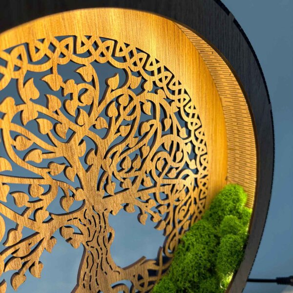 Lampă LED Arborele Vieții din lemn și mușchi | ZIVENA