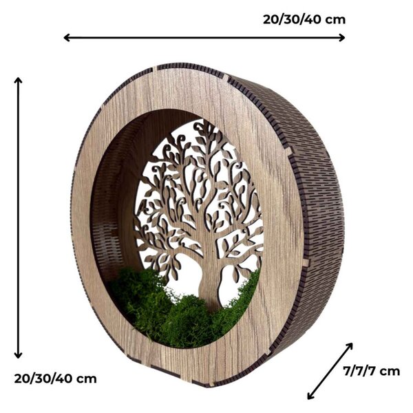 Lampă de noptieră din lemn Arborele Vieții cu mușchi | ZOI