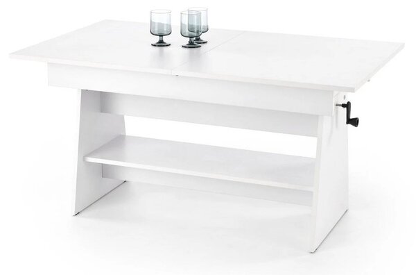 Masuta de cafea extensibila ERIKA, alb, PAL laminat, 120/160x70x61/72