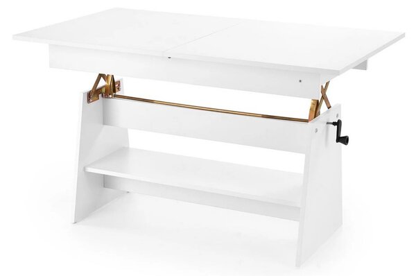 Masuta de cafea extensibila ERIKA, alb, PAL laminat, 120/160x70x61/72