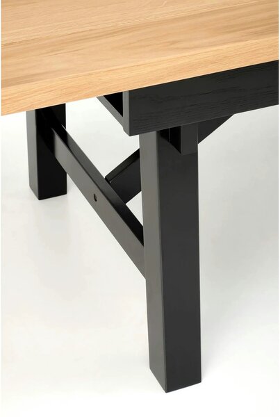Masa extensibila FIESTA, stejar natural/negru, 200/280x100x77 cm