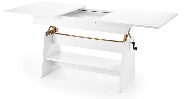 Masuta de cafea extensibila ERIKA, alb, PAL laminat, 120/160x70x61/72
