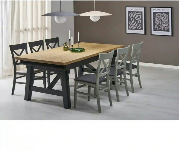 Masa extensibila FIESTA, stejar natural/negru, 200/280x100x77 cm
