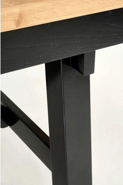 Masa extensibila FIESTA, stejar natural/negru, 200/280x100x77 cm