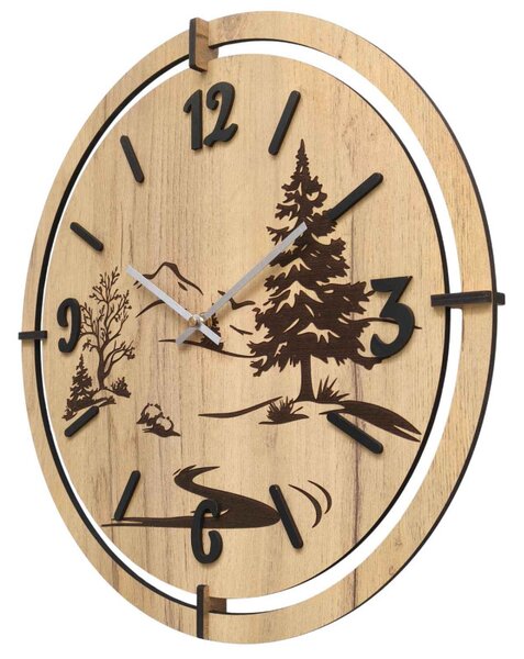 Ceas de perete modern cu gravură Forest | LEDNIC