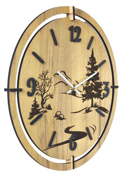 Ceas de perete modern cu gravură Forest | LEDNIC