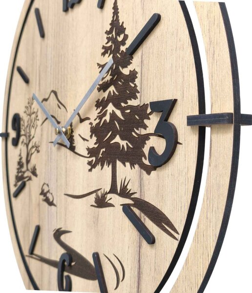 Ceas de perete modern cu gravură Forest | LEDNIC
