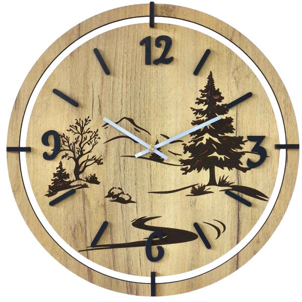 Ceas de perete modern cu gravură Forest | LEDNIC