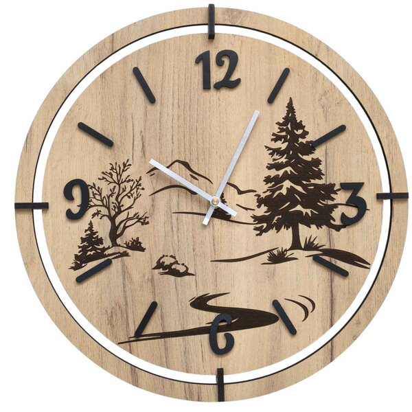 Ceas de perete modern cu gravură Forest | LEDNIC