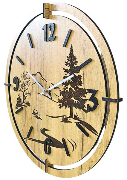 Ceas de perete modern cu gravură Forest | LEDNIC