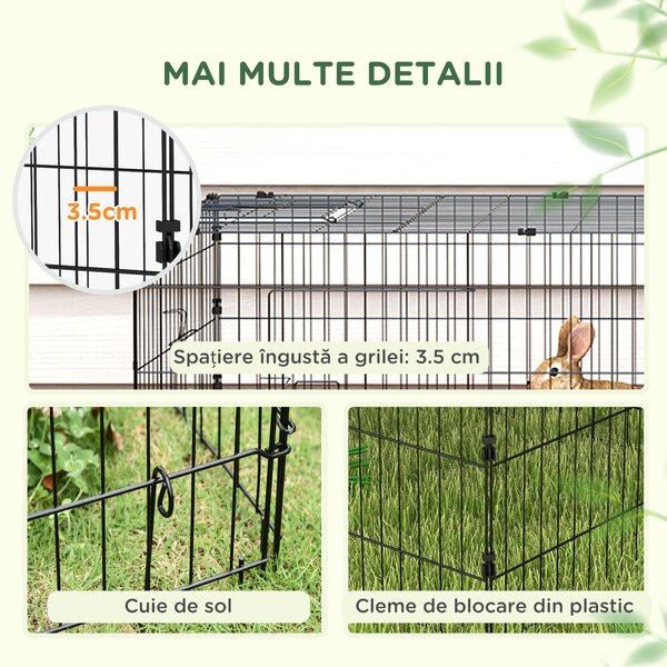 PawHut Habitat pentru Animale Mici, Tarc Sigur pentru Pui, Iepuri, Chinchilla, cu Acoperiș, 185x75x50 cm, Verde | Aosom Romania