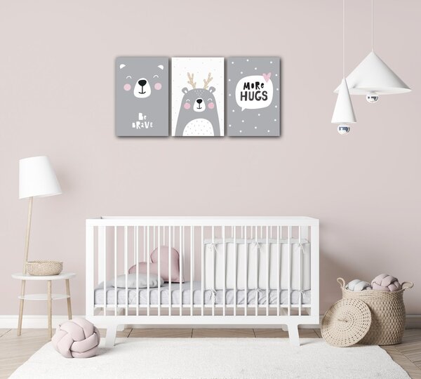 Impresi Obraz Set of pictures grey and white - 60 x 30 cm (3-piese)