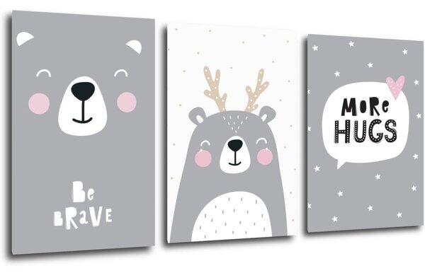 Impresi Obraz Set of pictures grey and white - 60 x 30 cm (3-piese)