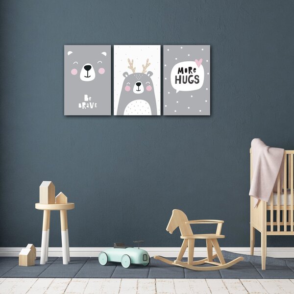 Impresi Obraz Set of pictures grey and white - 60 x 30 cm (3-piese)