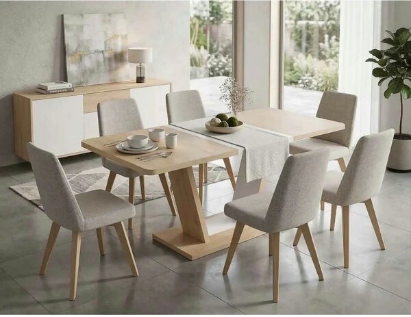 Masa extensibila NIGEL, stejar/casmir, PAL laminat, 120/160x80x76 cm