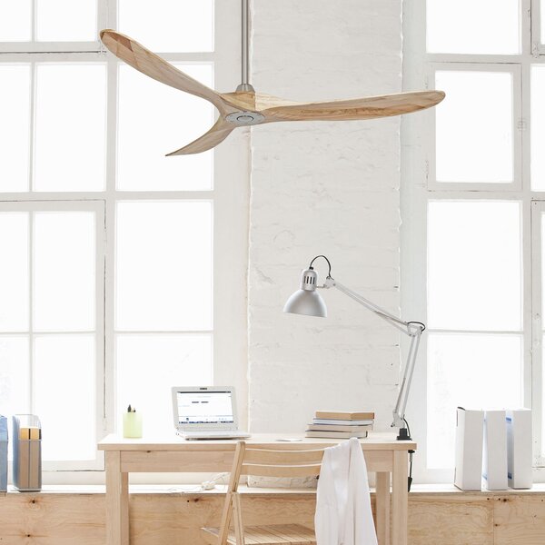 CasaFan Ventilator de tavan ECO GENUINO, crom/lemn deschis, Ø 152 cm, silențios, Lemn, Camera de zi / sufragerie, Lemn, Modern