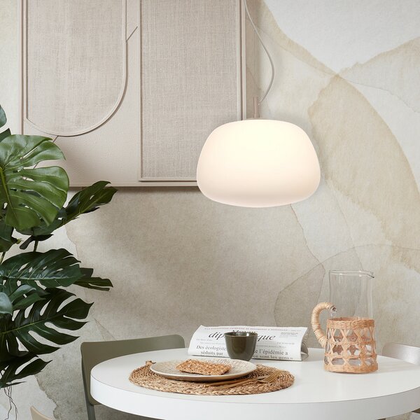 IT´S ABOUT ROMI IT'S Lampă suspendată Sapporo, Ø 34 cm, 1 bec, reglabil, Alb, Bucătărie, Sticlă