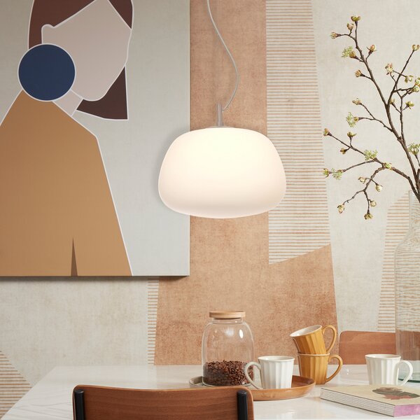 IT´S ABOUT ROMI IT'S Lampă suspendată Sapporo, Ø 34 cm, 1 bec, reglabil, Alb, Bucătărie, Sticlă