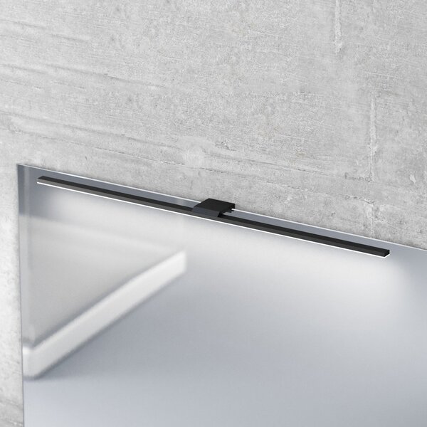 MCJ LED oglindă cu lumină Triga IP44 negru 80cm, 4.000K, Negru, Baie, Metal, Modern