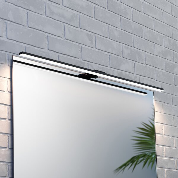 MCJ LED oglindă cu lumină Triga IP44 negru 80cm, 4.000K, Negru, Baie, Metal, Modern